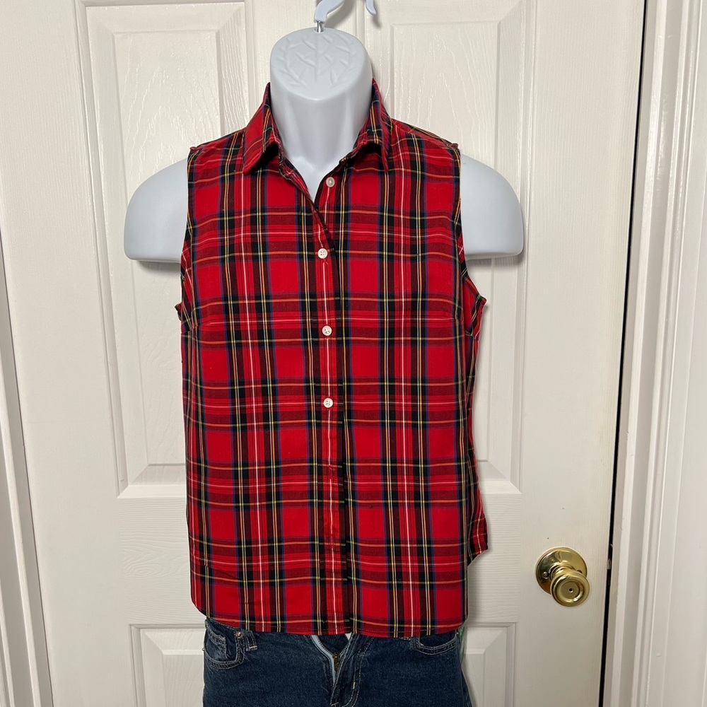Jcrew plaid button down sleeveless